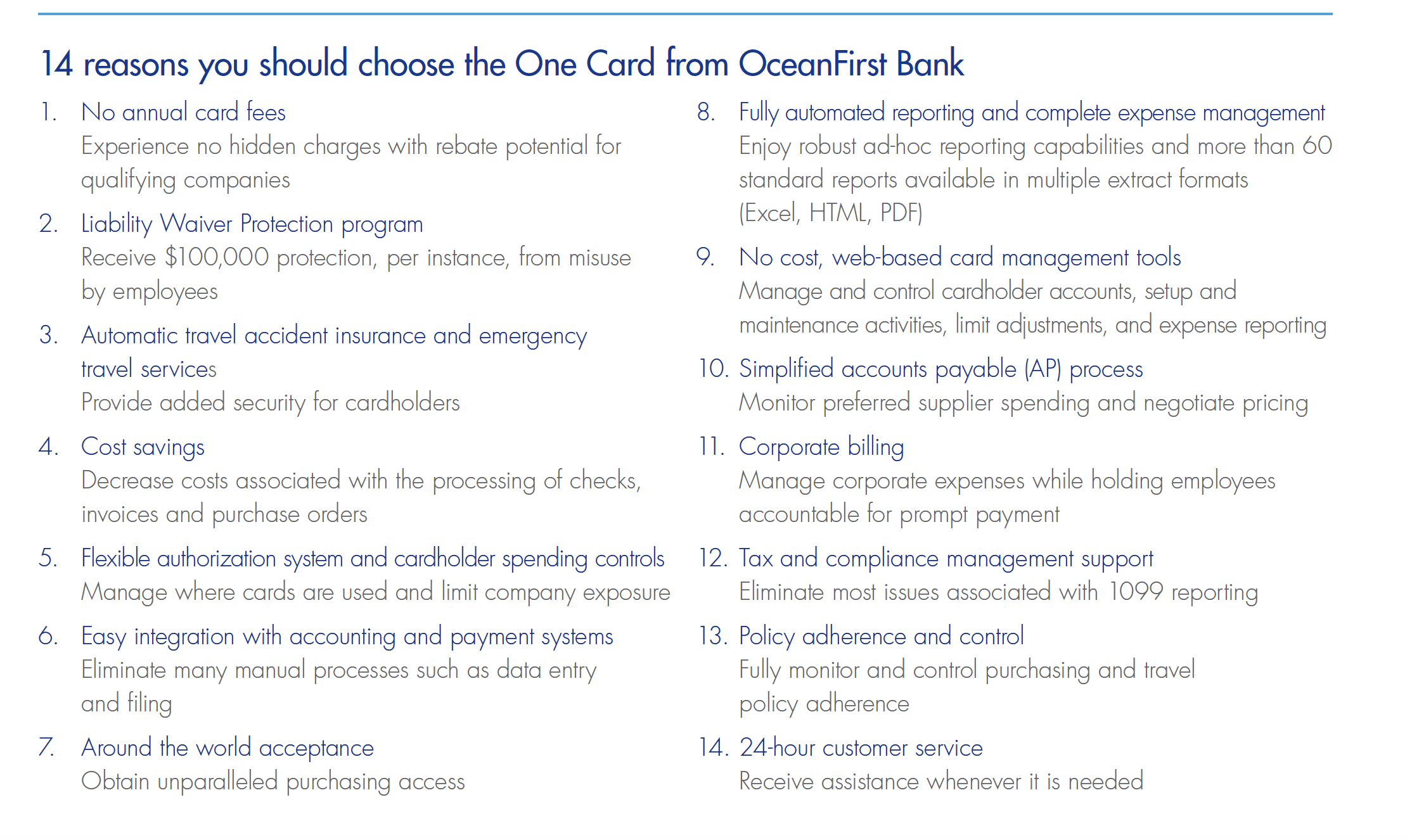 Reasons to choose One Card