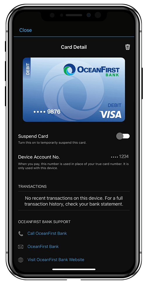 Garmin Pay Card Detail 