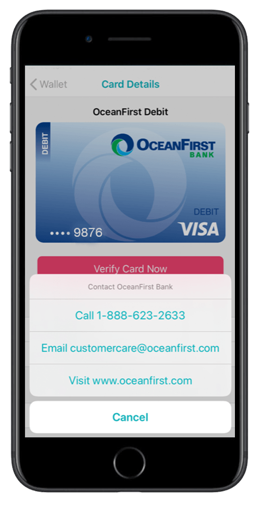 Contact OceanFirst Bank for fitbit wallet