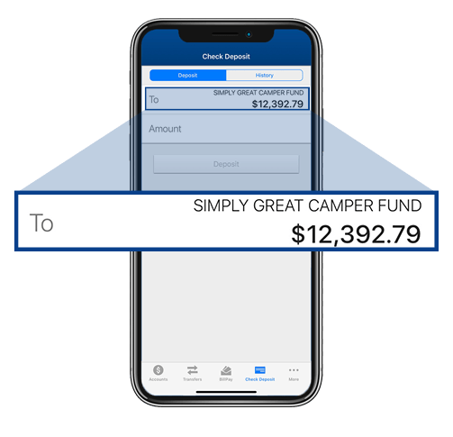Choose Mobile Check Deposit Account Screen