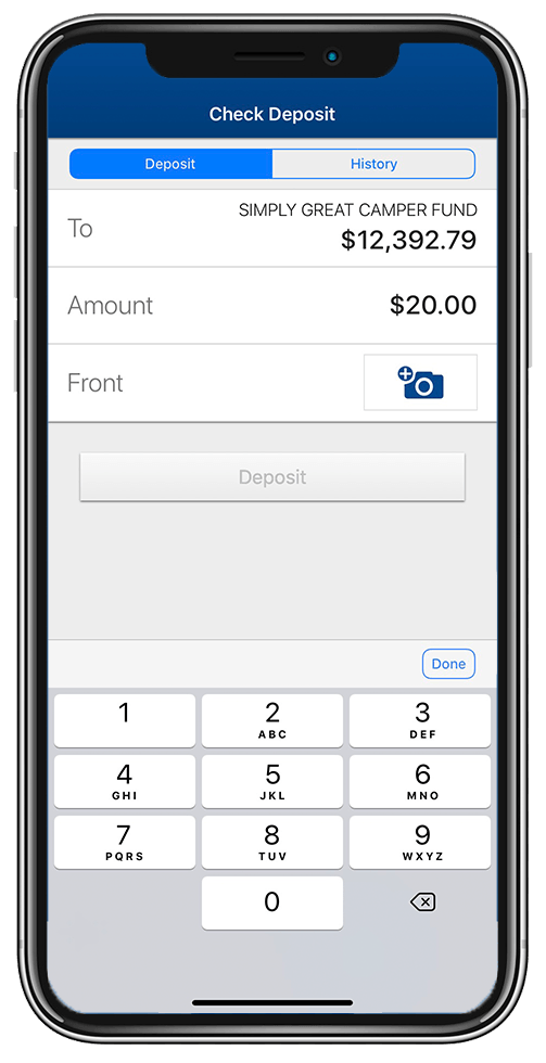 Mobile Check Deposit Amount Box