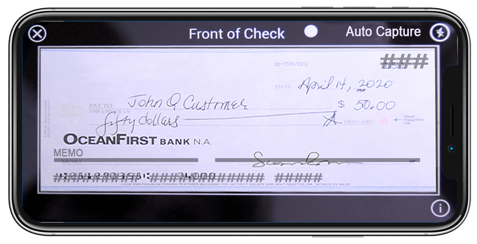 Taking Picture of Check for Mobile Deposit
