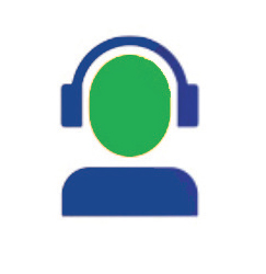 Icon of a person with headphones on.