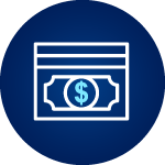 Icon of wallet with money